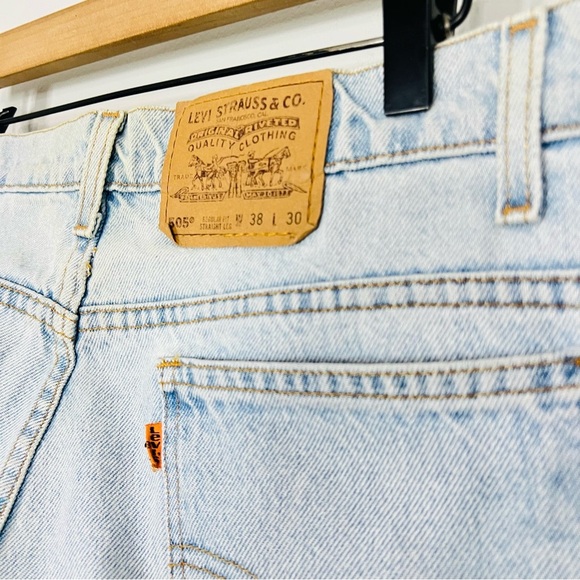 Vintage Levi's Light Wash 505 Orange Tab Straight Jeans 38W - Picture 6 of 8